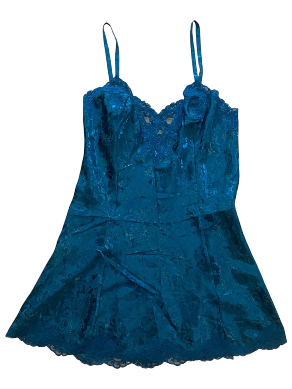 Vintage Victoria’s Secret Gold Label Teal Lace Babydoll Chemise Nightgown Large